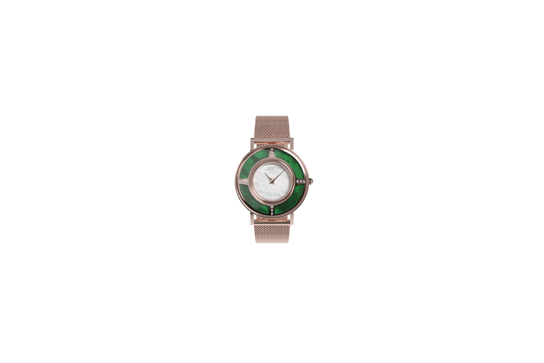 Rose gold and green Rosella Bloom watch