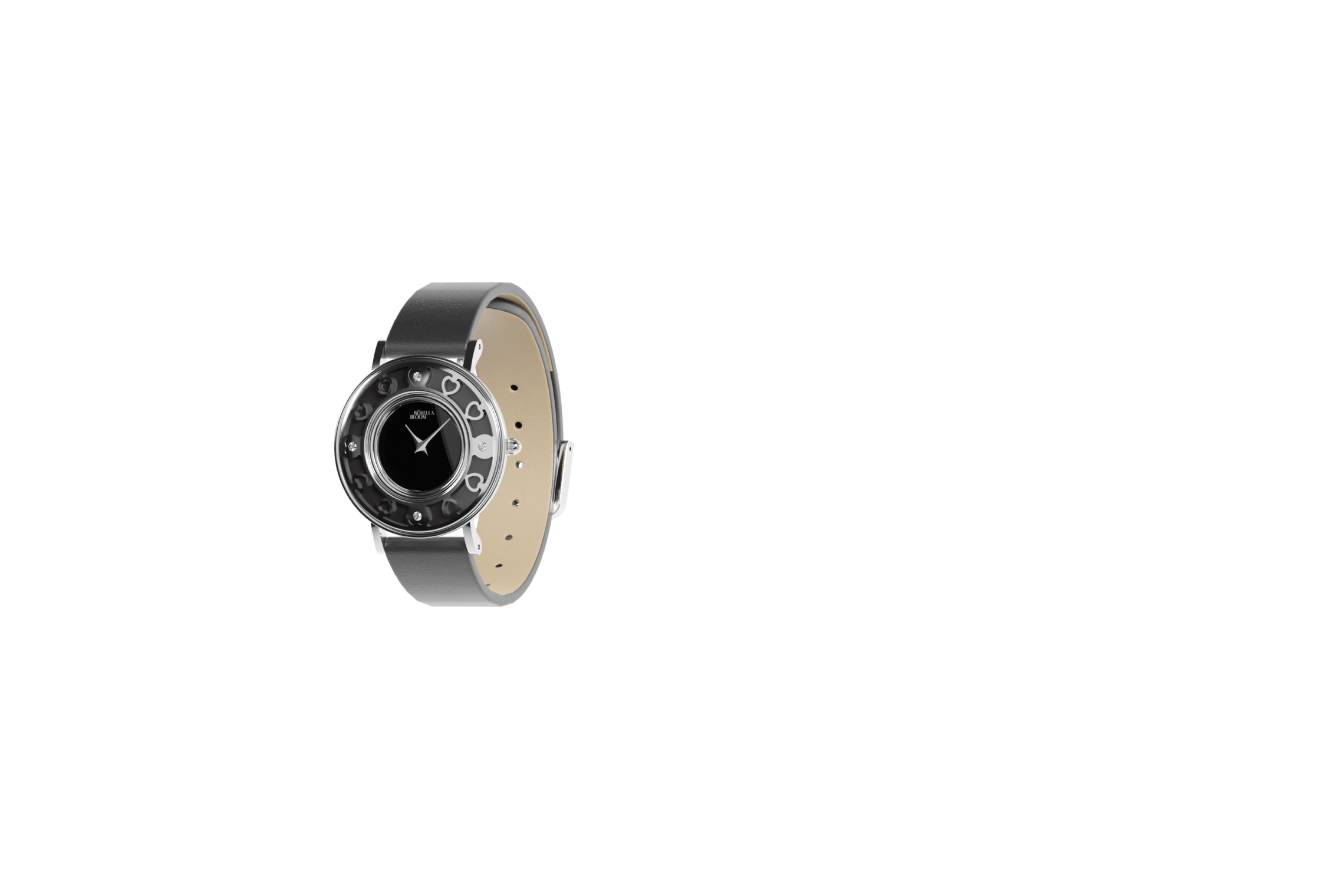 Silver and black Rosella Bloom watch
