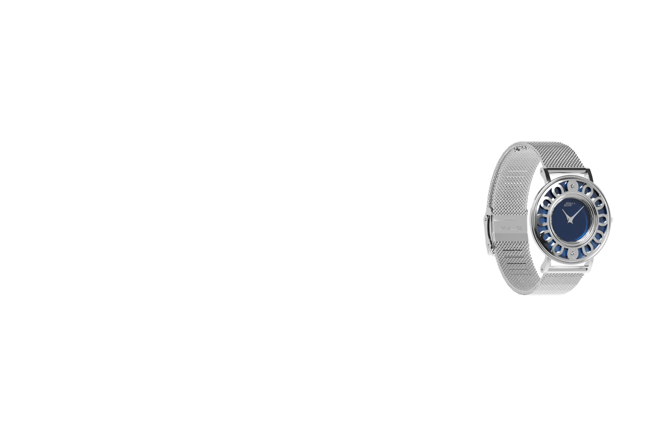 Silver and blue Rosella Bloom watch